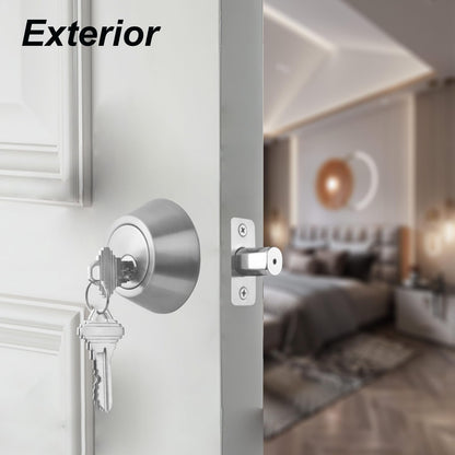 Comfhouse 1 Side Keyed Deadbolt Lock,Single Cylinder Dead Bolt, Satin Nickel Round Exterior Keyed Front Entry Inside Door Deadbolt