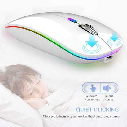 TENMOS Wireless Bluetooth Mouse, LED Slim (Bluetooth 5.1/5.0 + USB) 2.4GHz Rechargeable Silent Bluetooth Wireless Mouse with Type C Adapter for Laptop/MacBook/iPad OS 13 and Above (Matte Black)