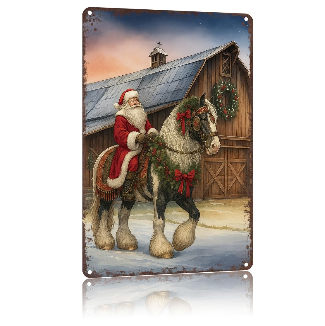 Retro Christmas Tin Sign 8x12inch Vintage Style-Holiday Metal Wall Art for Pub Bar Club Display