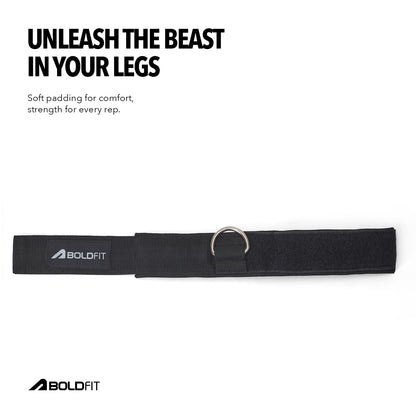 Boldfit Ankle Straps For Gym With Metal D-rings Unisex Ankle Strap For Cable Machine Exercise Padded Ankle Bands For Leg Extensions, Kickback Ankle Gym Accessories For Men Workout Neoprene 1Pair Black