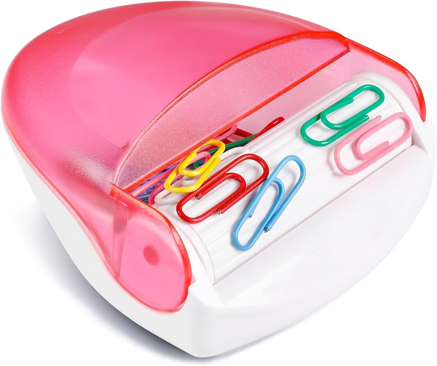 BITOSEE Paper Clip Holder, Magnetic Paper Clip Dispenser with 100pcs 28mm Pink Paper Clips, Cute Office Supplies for Desk Organizer