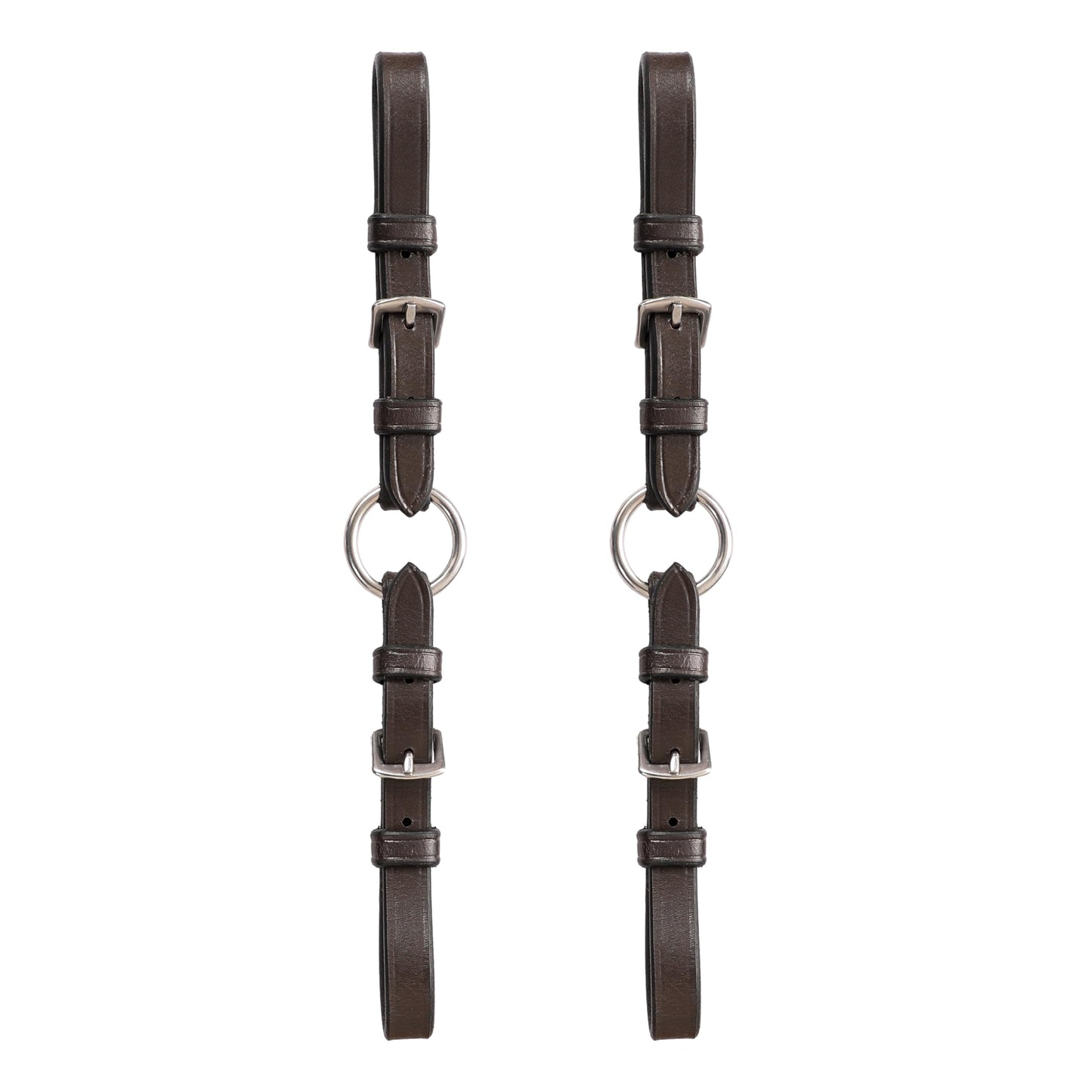 Exion Adjustable Pelham Bit Converter for Horse Bridle – Leather Single Rein Rounding Strap with Double Buckles – English Tack for Jumping & Training – Stainless Steel Hardware – Black & Brown