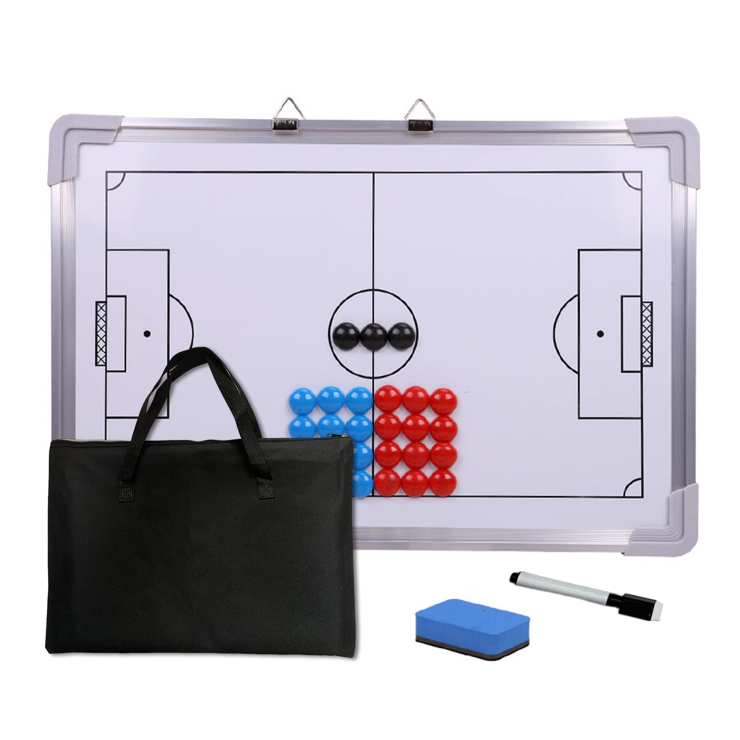 Suprwin Magnetic Soccer Football Coach Board，Portable Clipboard Tactical Magnetic Board Kit W/Marker Pieces,Pen, Eraser, Storage Bag