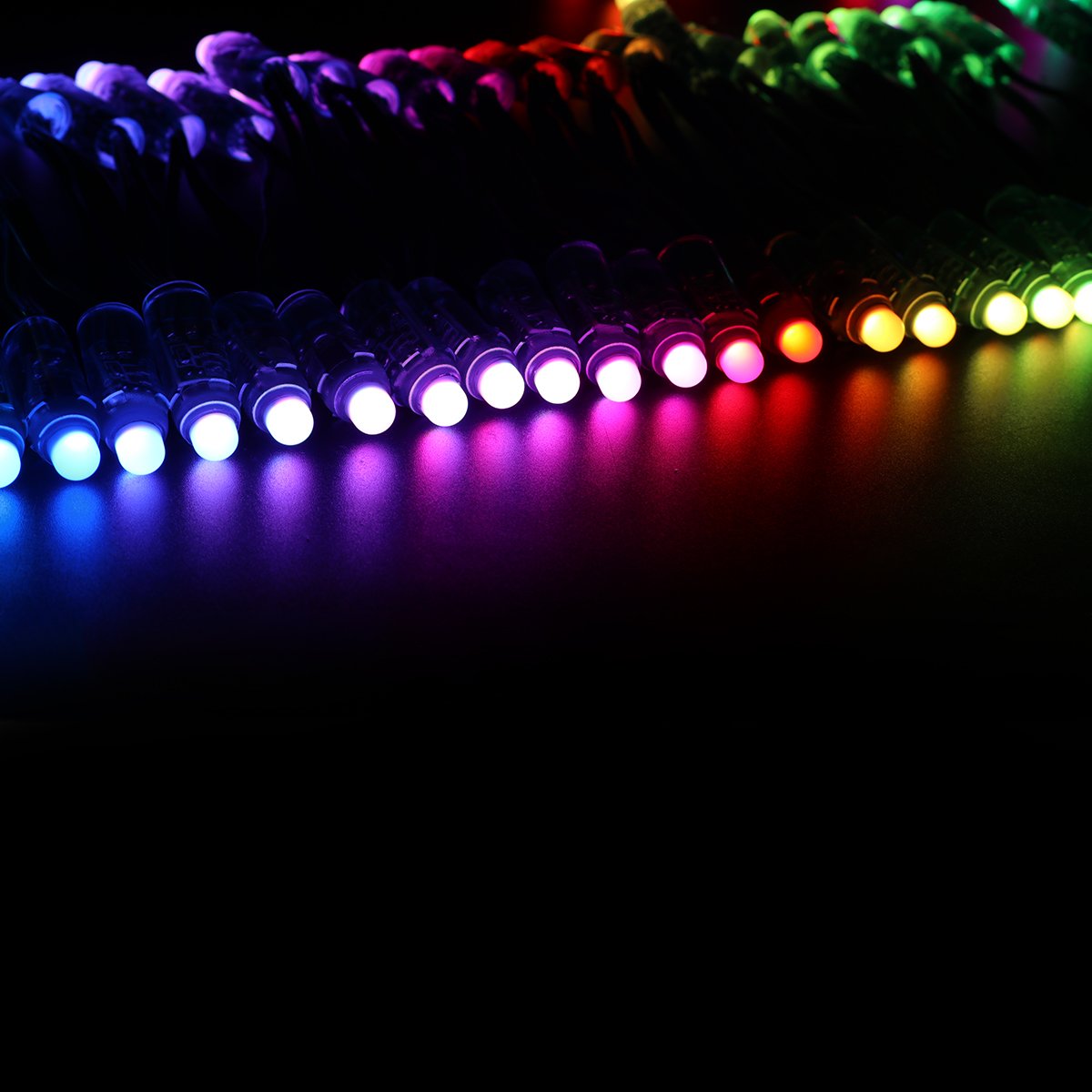 WESIRI WS2811 Diffused Digital RGB LED Pixel Lights Green Wire Individually Addressable Round DIY LED Pixels Module IP68 Waterproof DC5V 50pcs/Set
