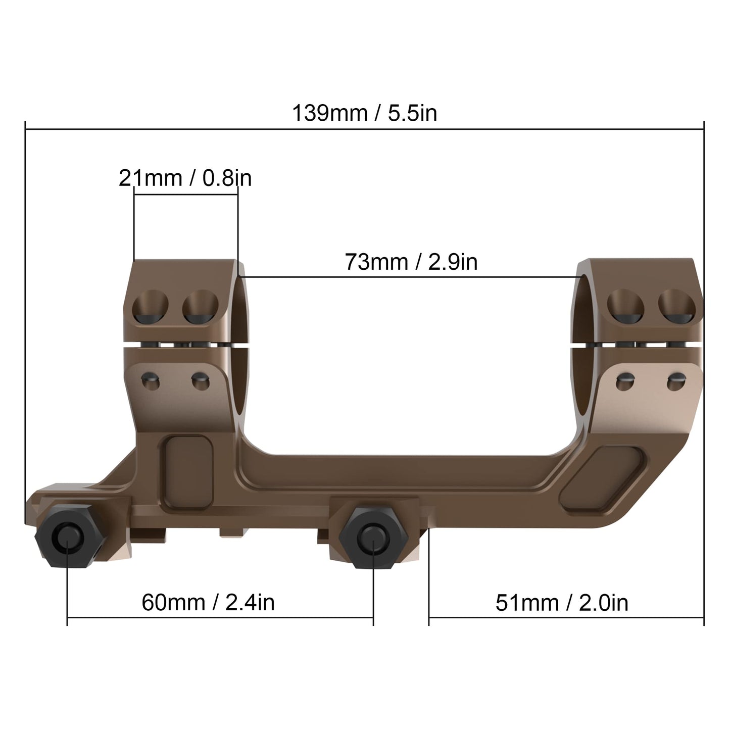 Victoptics 30mm Extended Picatinny Scope Mount Coyote FDE 0 MOA Type