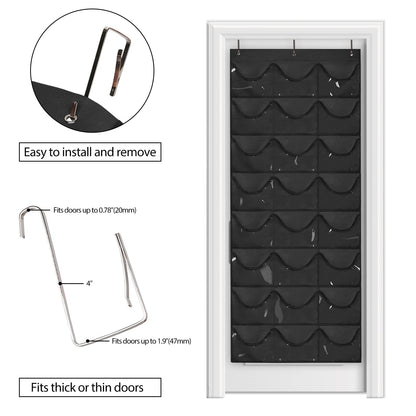 Dofilachy Hat Organizer Racks for Baseball Caps, Visible Hat Holder Rack for Wall Door with 3 Hooks, 24 Deep Pockets