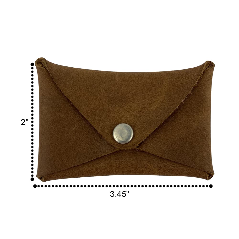 Hide & Drink, Rustic Leather Envelope Shaped Coin Case, Secret Bag Miniature World, Handmade Includes 101 Year Warranty (Single Malt Mahogany)