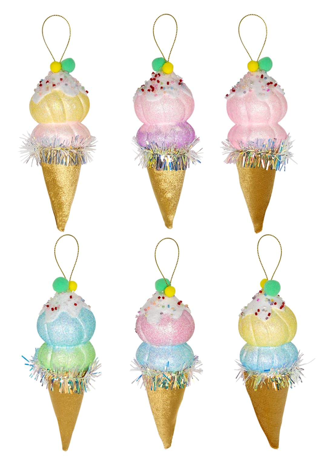 LANGXUN 6pcs Ice Cream Candy Land 2025 Xmas Birthday Party Suppiles Decoration, Hanging Candy Cane Christmas Tree Décor, Christmas Decorative Hanging Ornaments Crafts