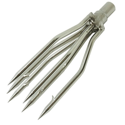 Scuba Choice 6mm Spearfishing Pole Spear Tip, 4.5" Stainless Steel Paralyzer with 6 Prongs & Barbs, Heavy-Duty Replacement Head for Ice Fishing, Cold Water, and Winter Spearfishing Precision