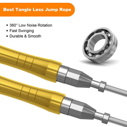 Jump Rope, High Speed Weighted Jump Rope - Premium Quality Tangle-Free - Self-Locking Screw-Free Design - Jump Ropes for Fitness - Skipping Rope for Workout Fitness, Crossfit & Home Exercises