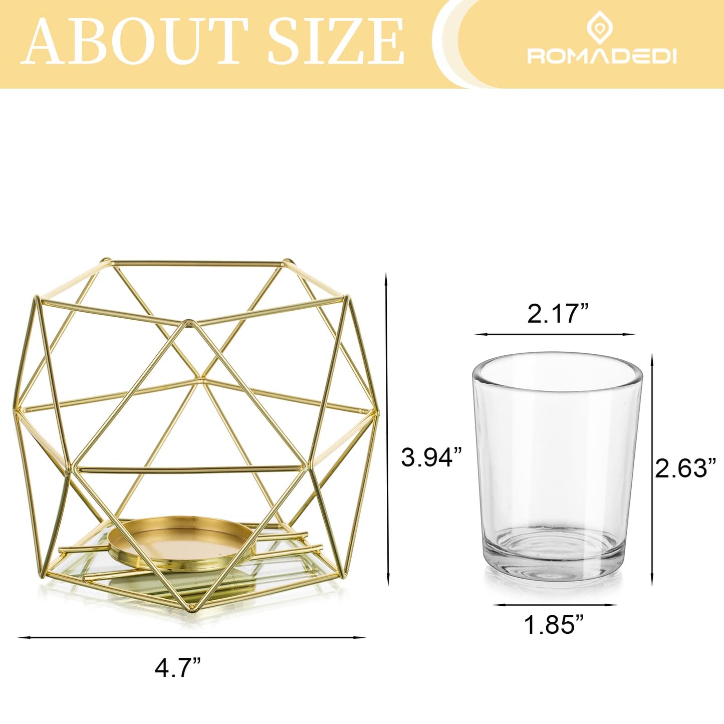 Geometric Tealight Candle Holders Gold - Votive Candle Stand Accents for Tea Light Decorative for Home Table Shelf Mantel Modern Geo Decoration Christmas Wedding Reception Décor, Gold, 6pcs