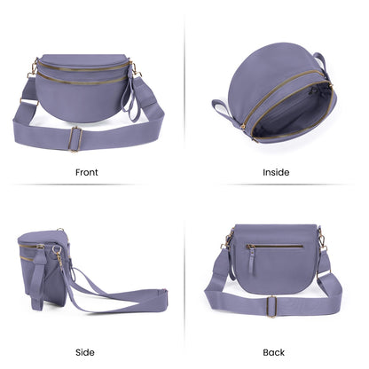 Nylon Crossbody Bags Bum Bag for Women Large Sling Bag Purse with Adjustable Strap（Black）