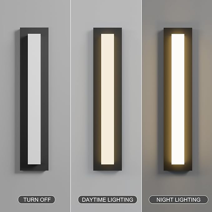 LamQee 23.6 in Aluminum Long Outdoor Wall Lights, 2900K 1580LM LED Waterproof IP65, Linear Modern Exterior Lighting Fixtures Wall Mount Outside Sconce Acrylic Shade for House Porch Patio Garage Door