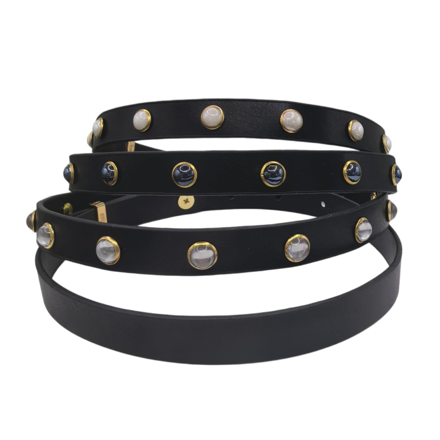 HOUGXD Black Leather Choker Necklace for Women, Goth Punk PU Leather Collar Choker, Adjustable 12-16.5 Inches Emo Alt Accessories Gothic Jewelry (Black chain gray beads)