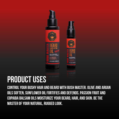 GIBS Beard, Hair & Tattoo Oil - Softens & Strengthens Beard Growth, Moisturizes Skin (4 Scents, 2 Sizes)