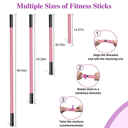 5ft Yoga Stick - Sturdy Steel Adjustable Stretching Stick for Mobility, Flexibility & Balance | Non-Slip Ends & Foam Handles | Exercise Pole for Fitness, Physical Therapy, Posture Correction Pink