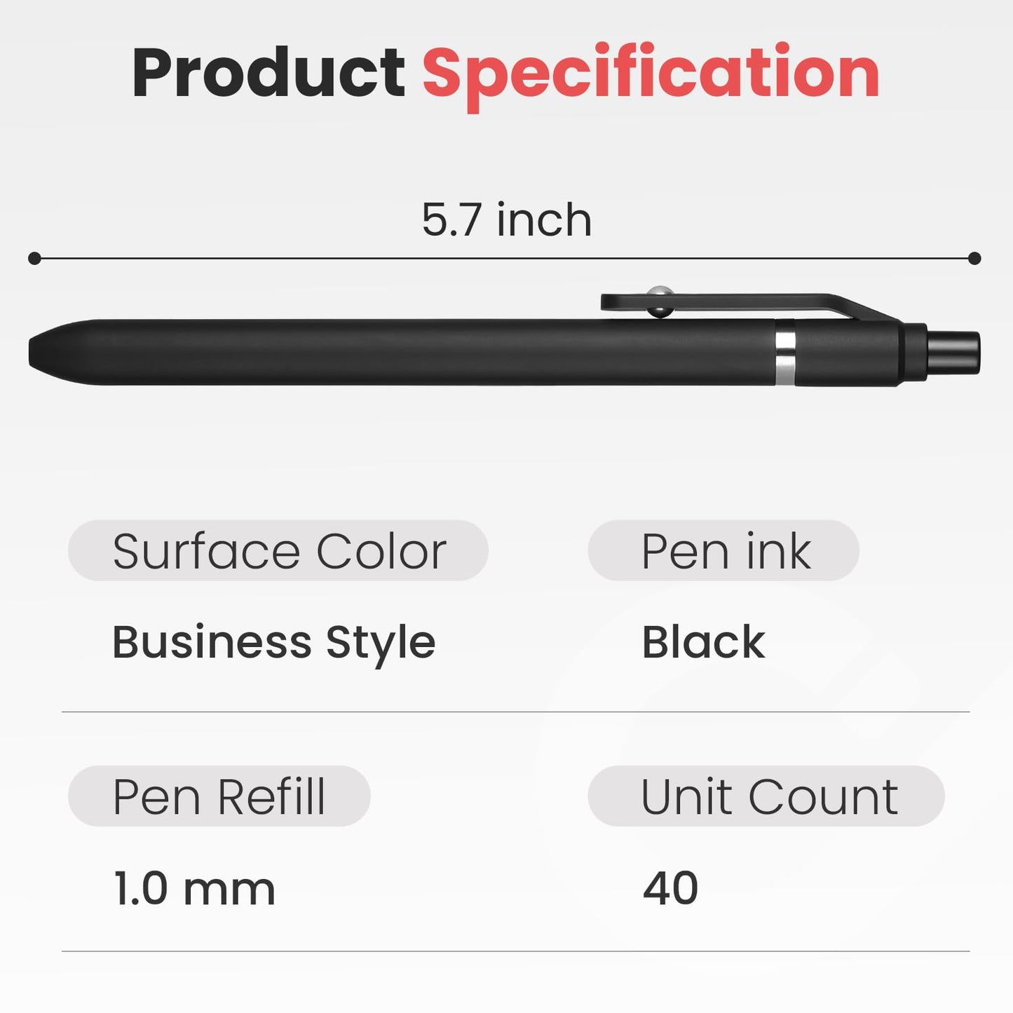Sooez 40 Pack Bulk Pens Ballpoint, Black Ink Pens for Smooth Writing, Quick Dry Ball Point Pens Black, Medium Point 1.0mm Fidget Pens for Journaling, Office Supplies for Nurse Server