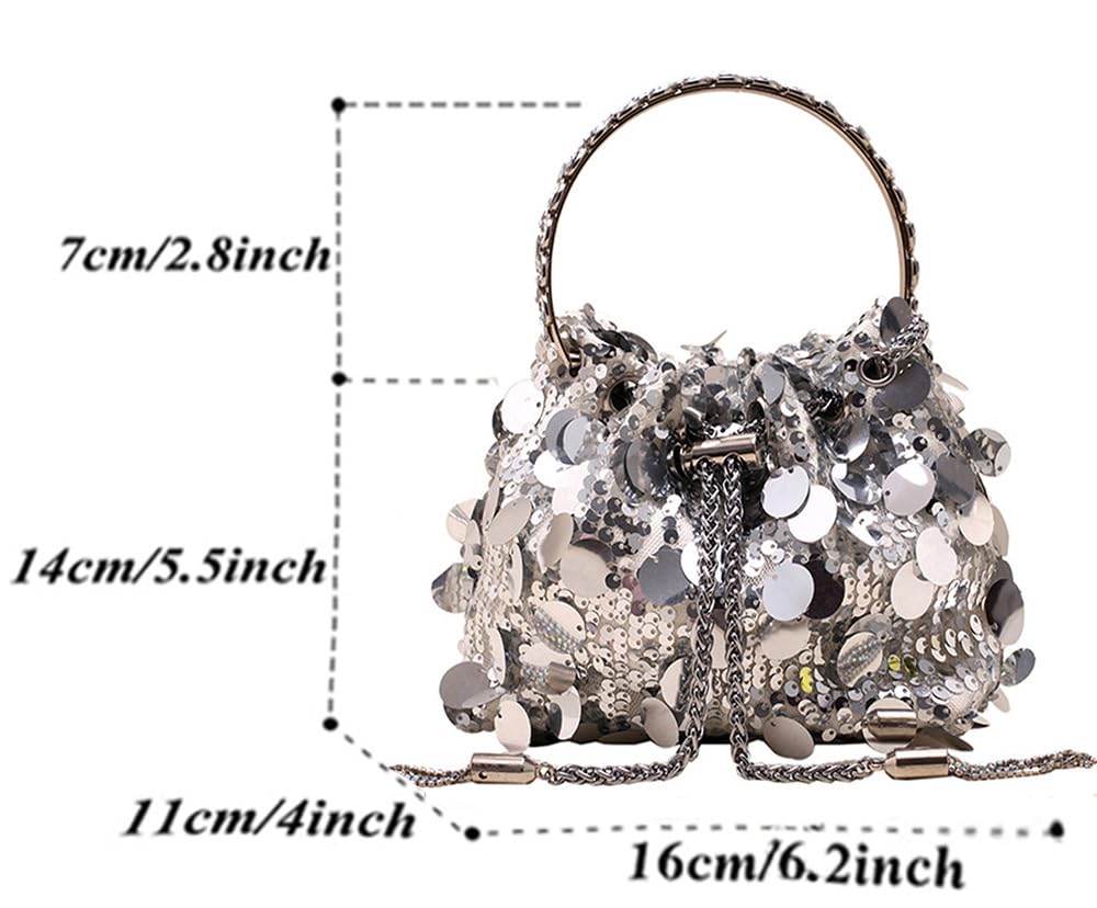 RZTA Women's Glitter Clutch Evening Handbags Sparkly Clutch Triangle Purse for 1920s Party Prom Wedding A2 Silver