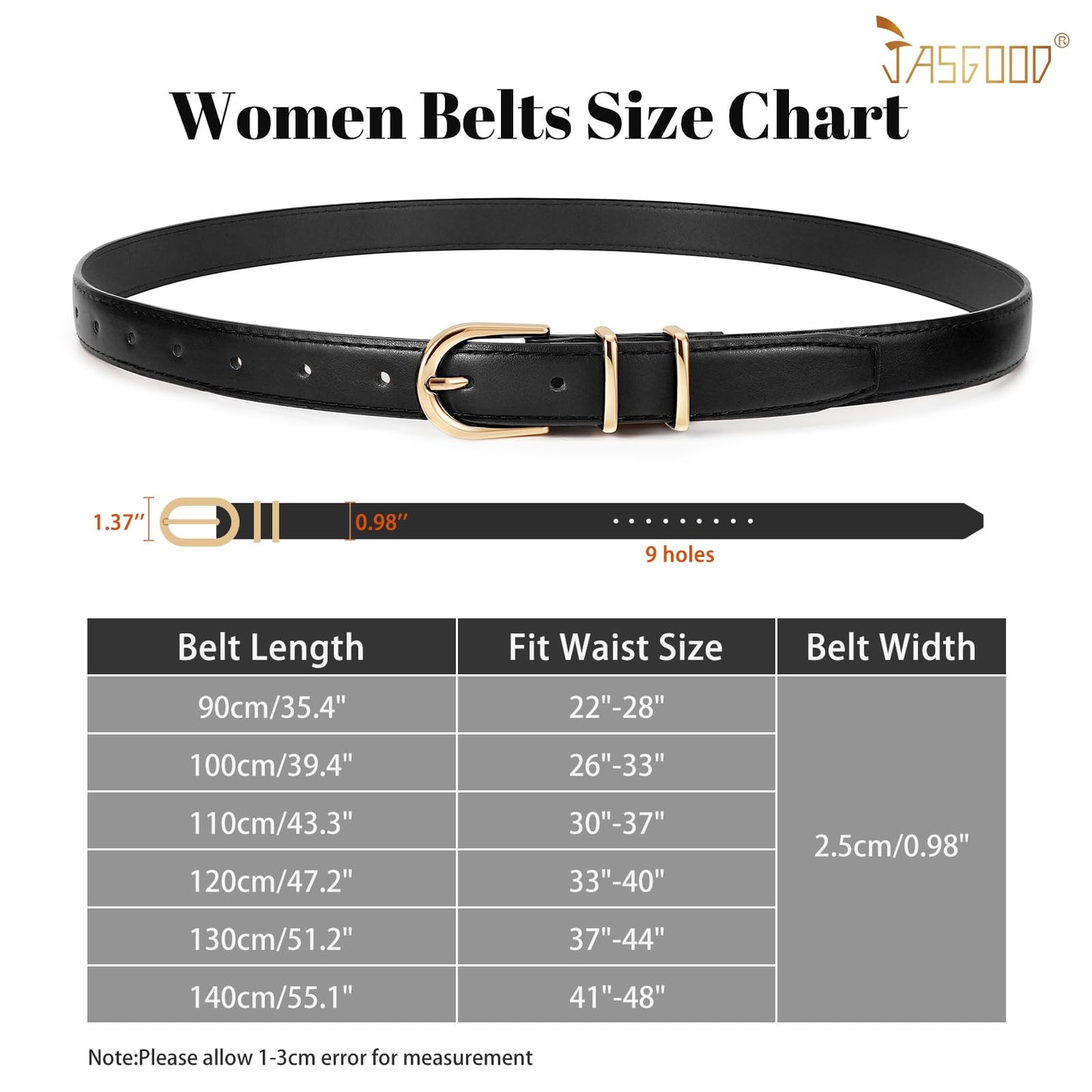 JASGOOD Women Leather Belt for Jeans Pants Fashion Ladies Skinny Dress Belt with Gold Single Prong Buckle,Rose Red