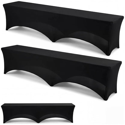 Hillsuren 2 Pack Black 6ft Stretch Bench Covers Folding Bench Cover Spandex Chair Cover Wrinkle Resistant Removable and Washable Chair Covers for Weddings Party Craft Show Display Events