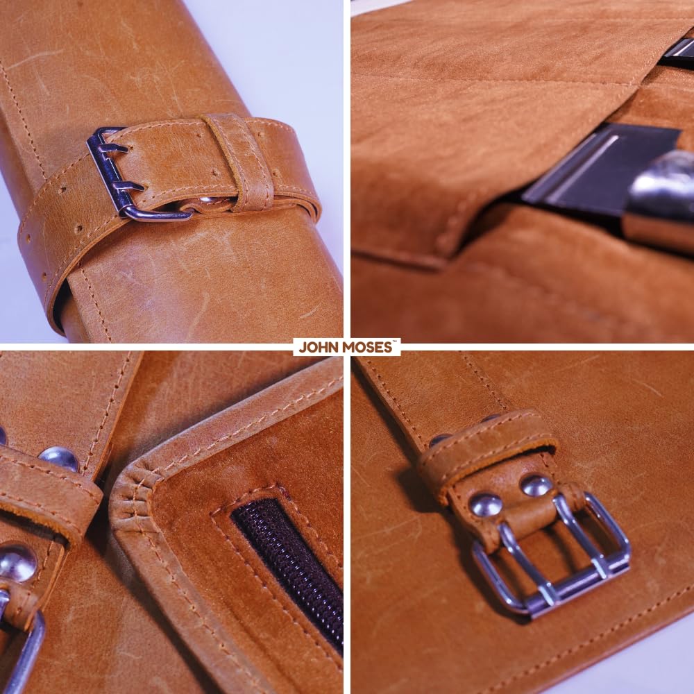 Leather Knife Roll Bag Professional Chef Knife Case, Cooks & Culinary Tools Carrying Storage, Durable Knife Sheath Holder, Portable Knife Wrap - 4 Slots