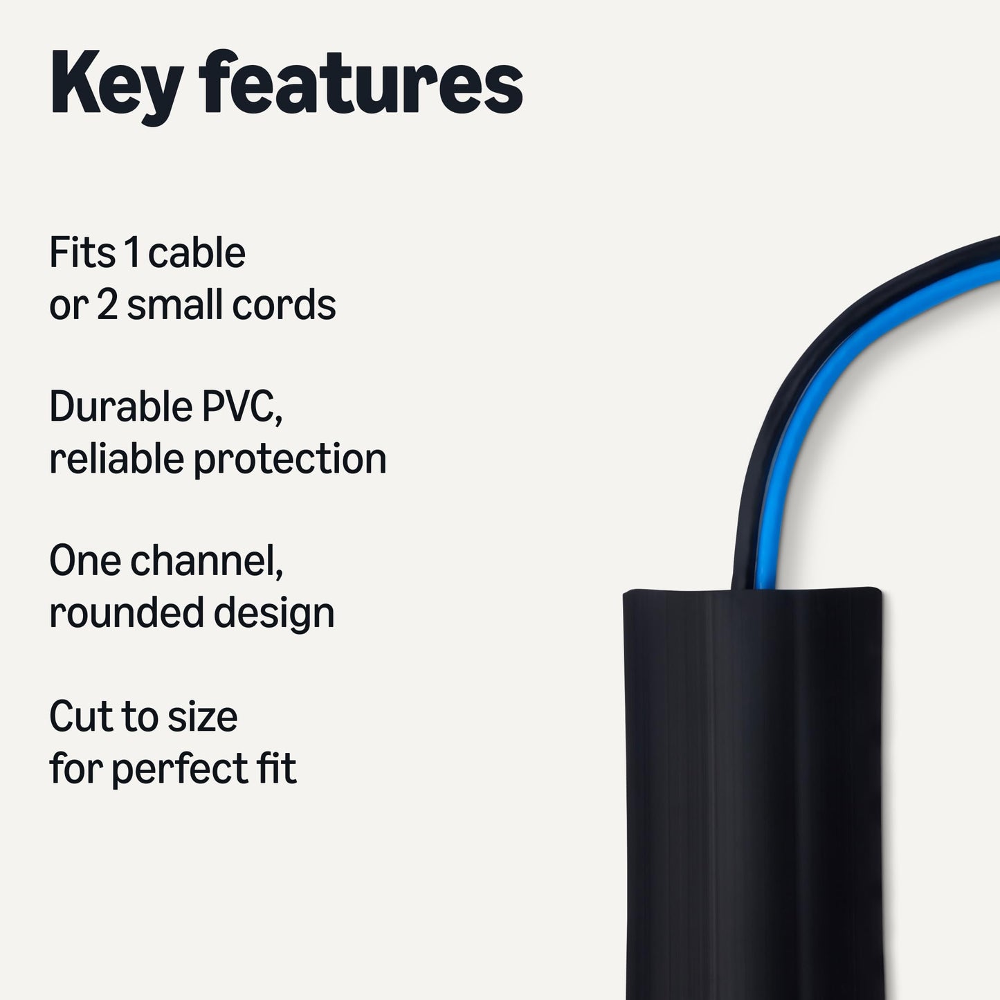 Amazon Basics Floor Cord Cover, 6ft Length, 2.6" Diameter, Cable Protector, Black