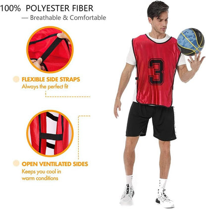 Soccer Practice Vests - 24 Pcs Lightweight Numbered Team Pennies for Men & Youth Training | Durable Scrimmage Jerseys