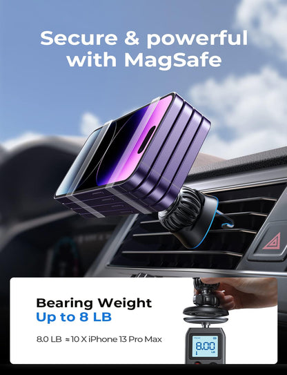 LISEN for MagSafe Car Mount [360° Rotation] Magnetic Phone Holder for Car Vent Phone Mount, Hands Free Phone Mount for Car Accessories, Phone Car Mount for iPhone Includes Vent/Dashboard Mount, Black