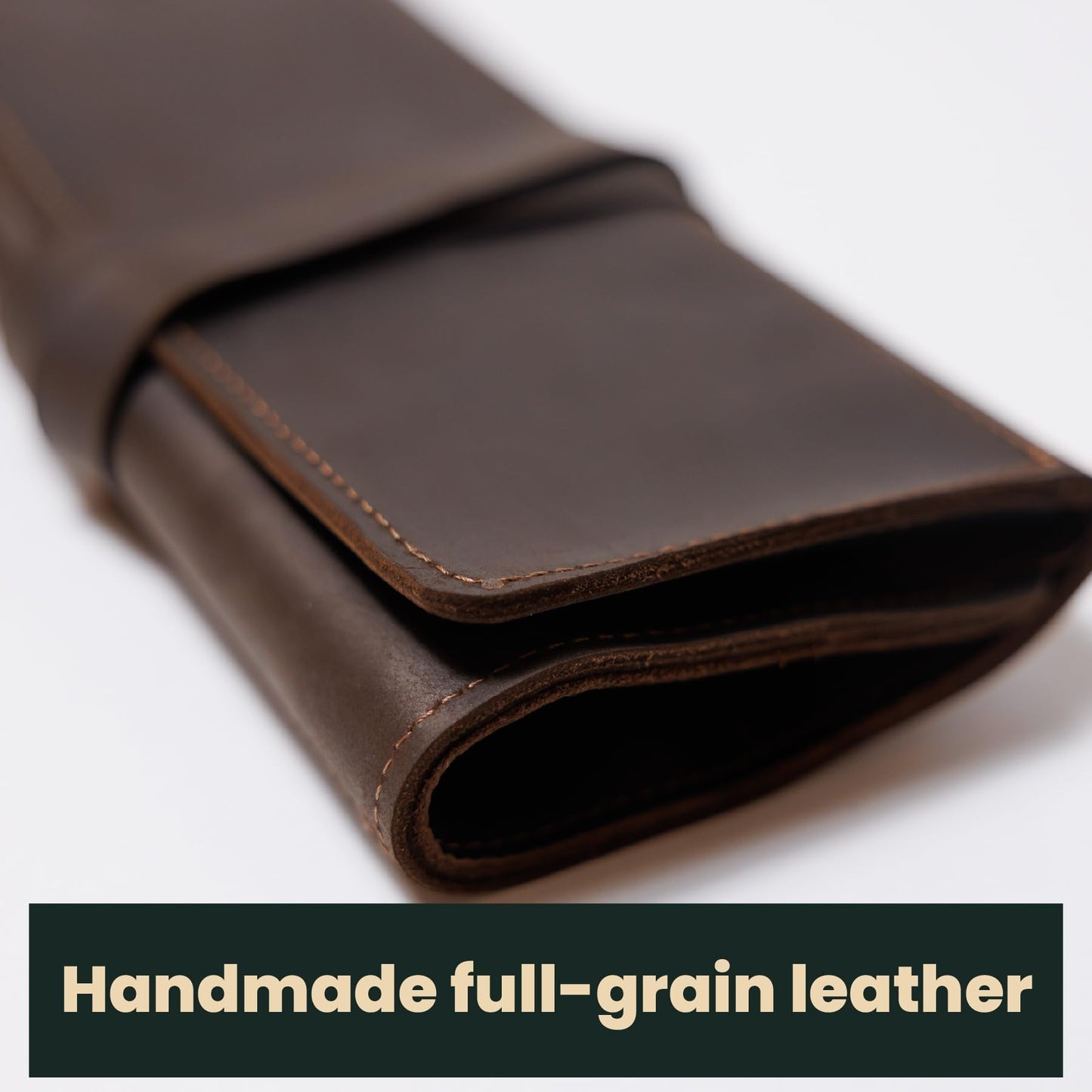 OMBUO Handmade Artist Pencil Case, Leather Artist Roll, Pencil Roll Case, Leather Pencil Case, Artist Gifts (Brown)