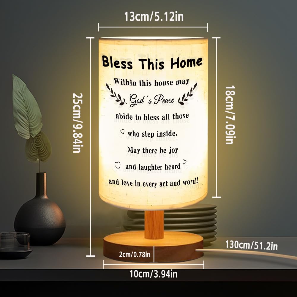 ZuEiiDop House Warming Gifts Bless This Home Table Lamp New Home Decor Housewarming Gifts for Men Women Friend Coworker New House Apartment Gift for First Time Home Buyers Homeowners Bedside Desk Lamp