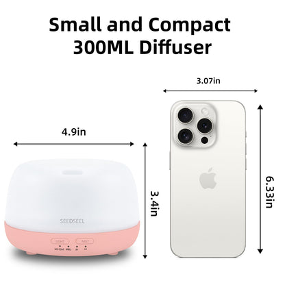 300ML Essential Oil Diffuser with 7-Color LED Lights and Remote Control, Modern Minimalist Design, High-Efficiency Ultrasonic Mist Aromatherapy Diffuser for Home
