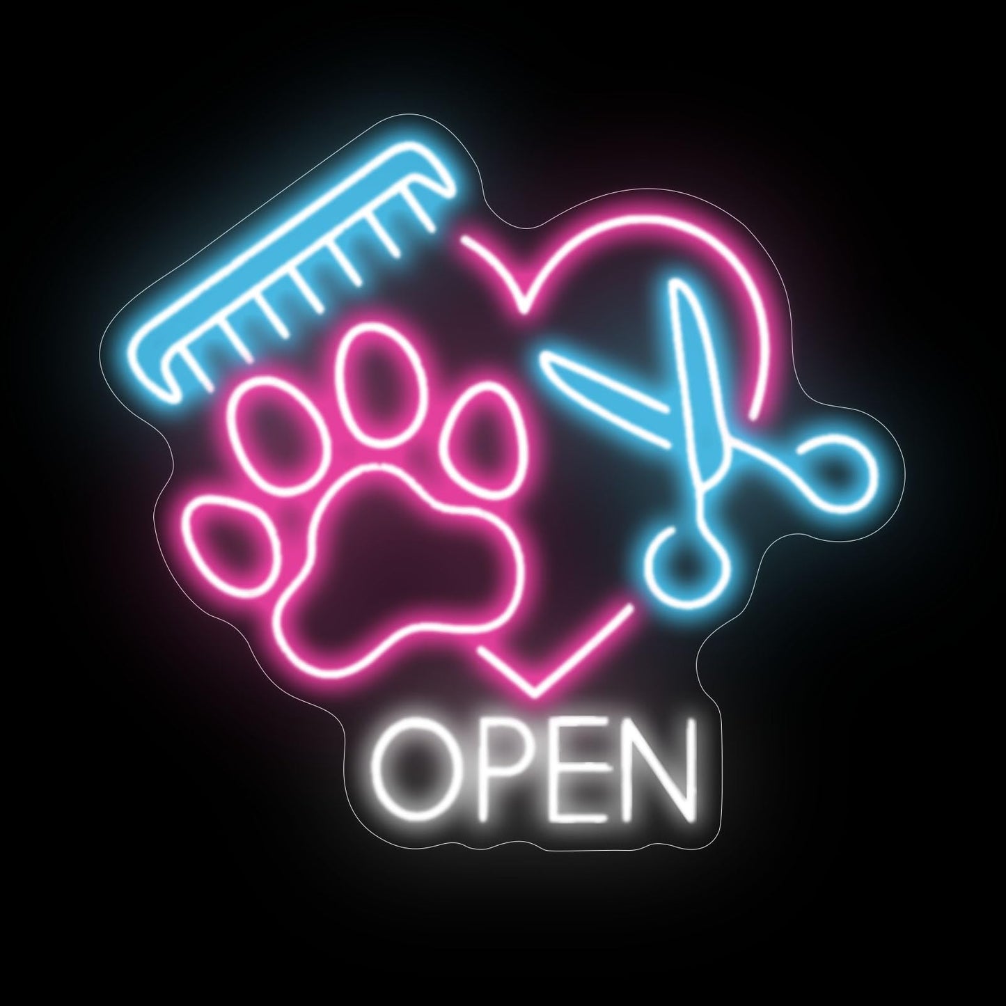 Pet Open Paw Neon Sign, Pet Spa Neon Light, Pet Shop Open Led Lights, Pet Salon Led Sign, Pet Grooming Sign, Pet Spa Decor, Pet Shop Welcome Sign, Pet Stores and Animal Clinics Neon Wall Signs