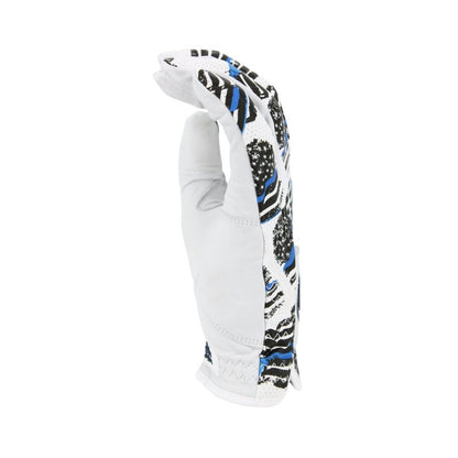 MULLIGAN HOOLIGAN® Men's Golf Glove | Premium Cabretta Leather & Mesh, Breathable Moisture-Wicking Comfort, Unique Standout Design for Men & Women (USA Blue Line, Large, Worn On Right Hand)