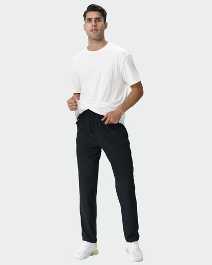 Rapoo Mens Sweatpants Joggers Athletic Workout Sweat Track Hiking Pants for Men Expandable Waist Jogging Pant with Pockets Black L
