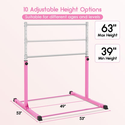 Safly Fun Gymnastics Bar for Kids Ages 3-15 | Sturdy Steel Home Gym, Adjustable Height (3 to 5 ft) with Anti-Slip Base, Easy Assembly