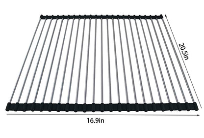 Ahyuan Roll up Dish Drying Rack Over The Sink Kitchen Roll up Sink Drying Rack Portable Dish Drainer Foldable Dish Drying Rack (Warm Gray, 17.8''X17'')