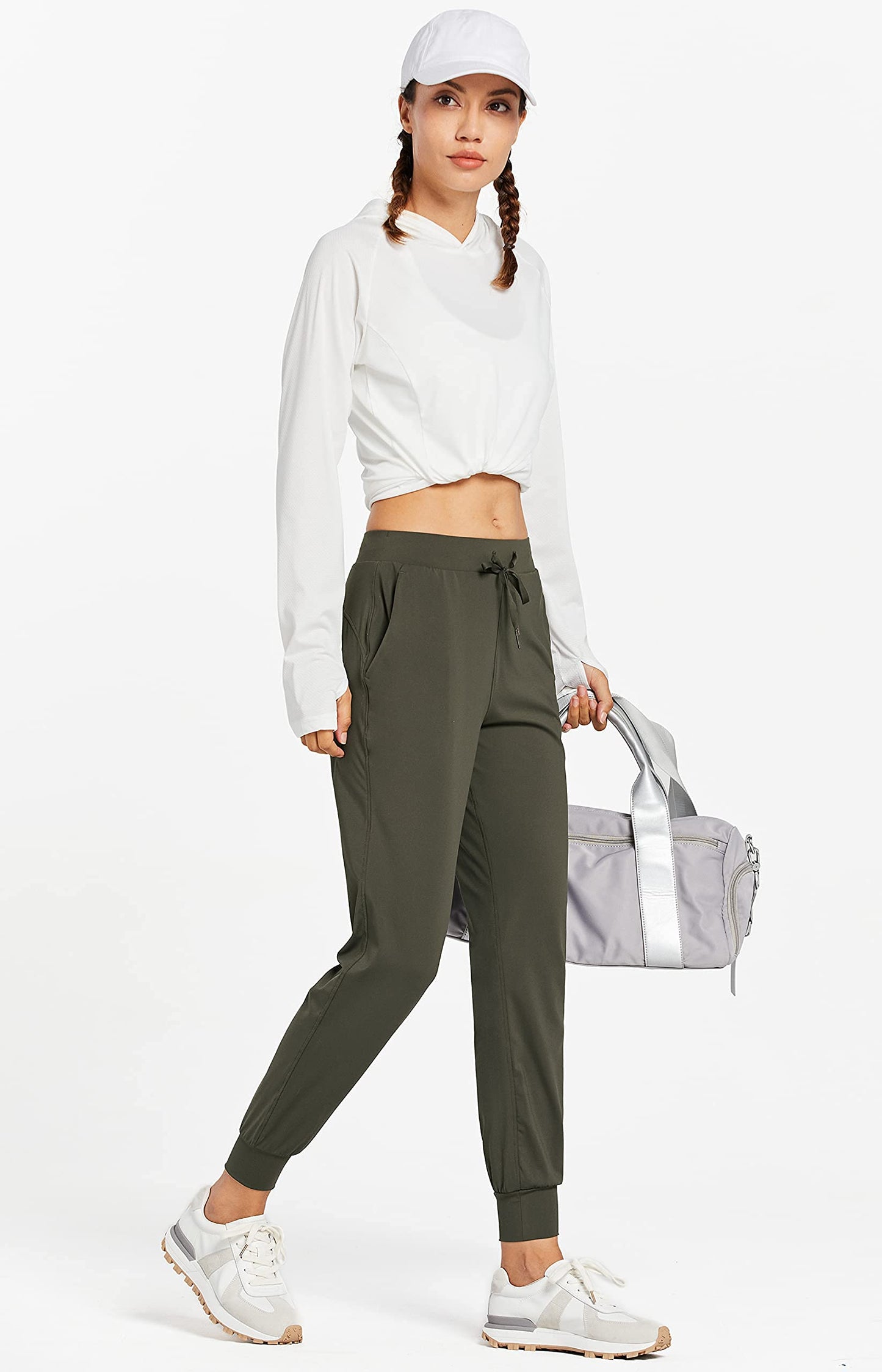 Libin Women's Joggers Pants Athletic Sweatpants with Pockets Running Tapered Casual Pants for Workout,Lounge, Olive Green 3XL