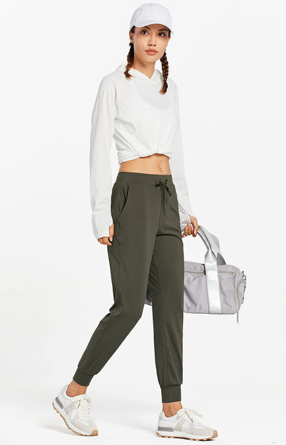Libin Women's Joggers Pants Athletic Sweatpants with Pockets Running Tapered Casual Pants for Workout,Lounge, Olive Green 3XL