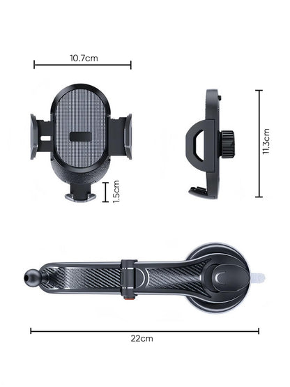 Universal Car Phone Holder - Windshield/Dashboard Mount, Bracket for Phones 13-15, 4.5-6.7 inch Black