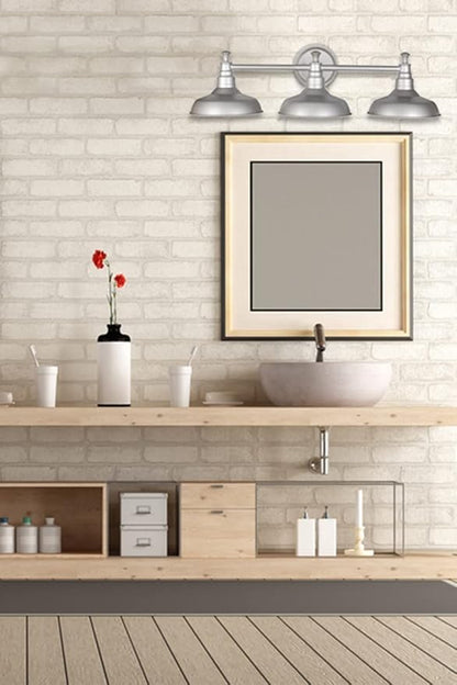 Design House 579656 Kimball Industrial Farmhouse 3-Light Indoor Bathroom Vanity Light with Metal Shades for Over the Mirror, Antique White