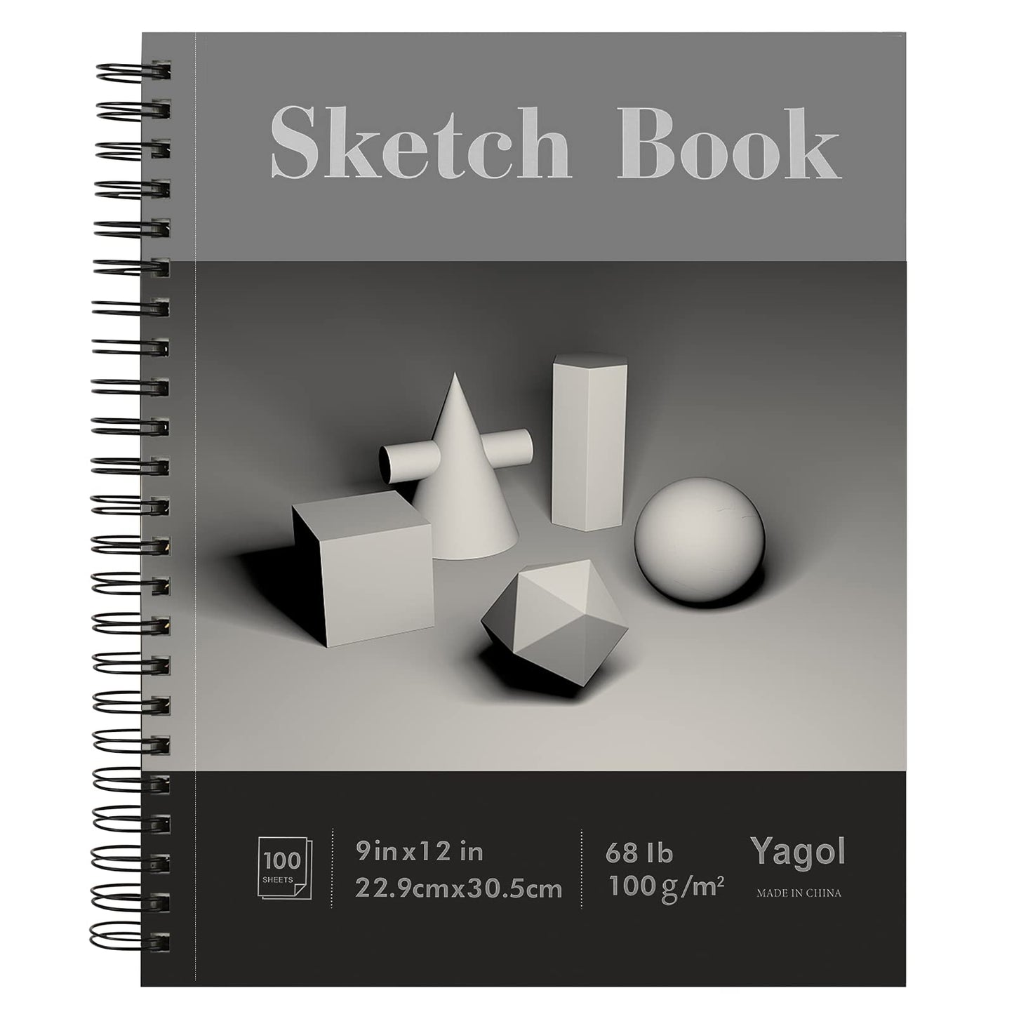 Yagol Sketch Book 9x12, 100 Sheets Spiral Bound Sketchbook, 68lb/100gsm Acid-Free Drawing Paper Pad for Sketching, Pencil, Charcoal & Dry Media, Art Sketch Pad for Students, Beginners & Artists.