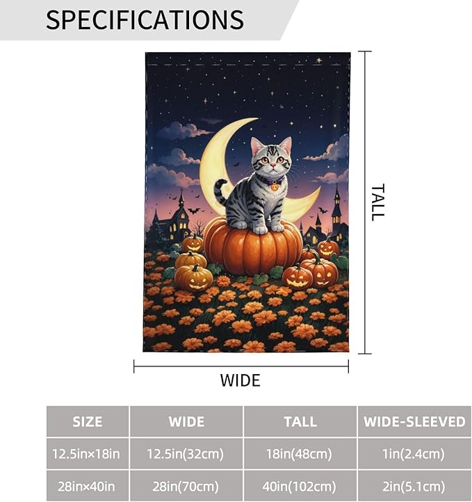 Halloween Cute Cat Pumpkin Garden Flag for Fall Festival Porch Patio Farmhouse Outdoor Yard Decoration Vertical Double Sided Burlap 12.5 x 18 Inch