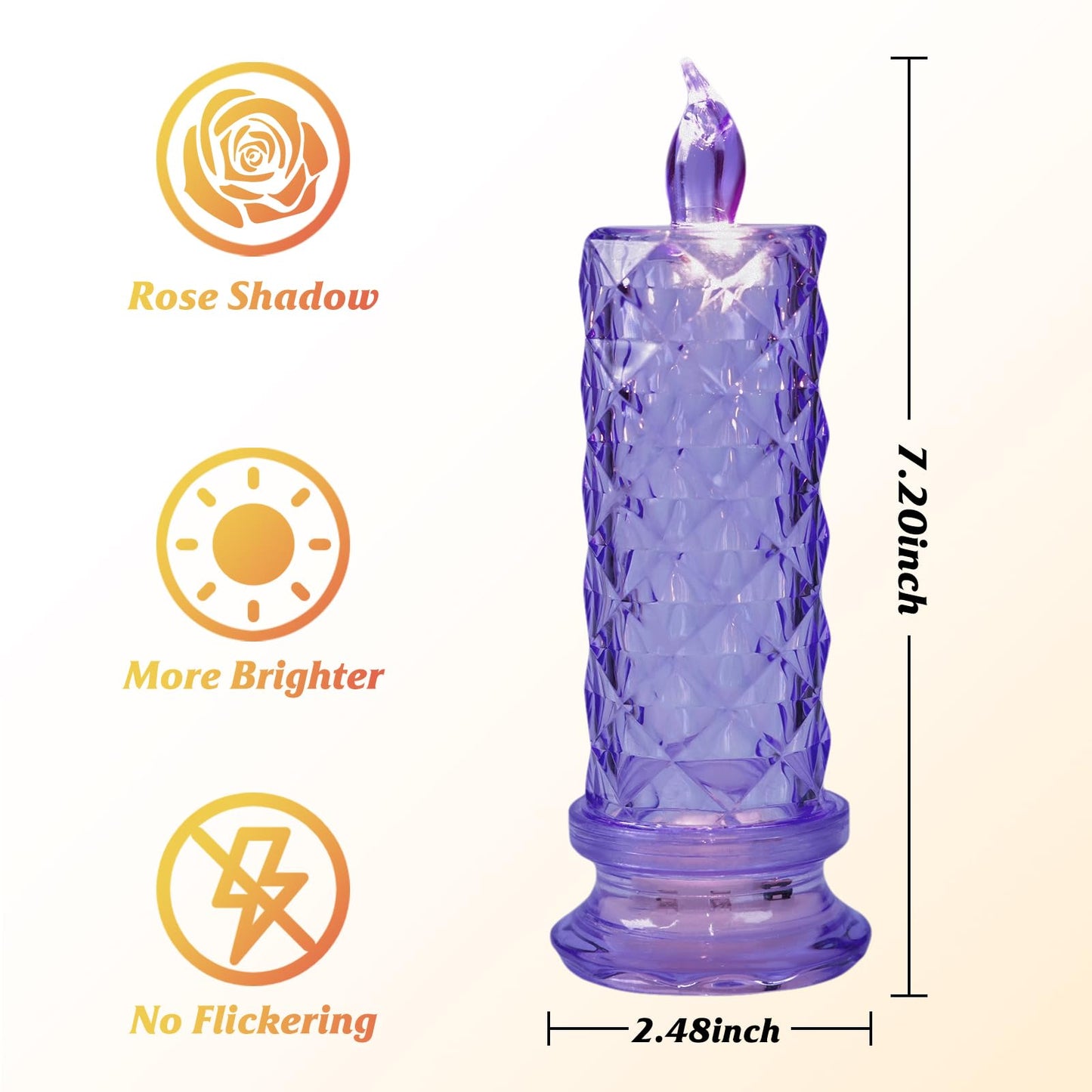 SupBri LED Candles, 4Pack Battery Operated Candles with Rose Light Halo, Romantic Flameless Pillar Candles for Valentines Halloween Decorations(Purple, D 2.5" x H 7.2")