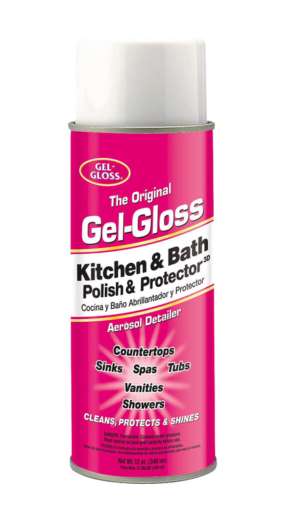 Original Gel Gloss Kitchen and Bath Polish and Protector, 12oz. Aerosol Can, Pink