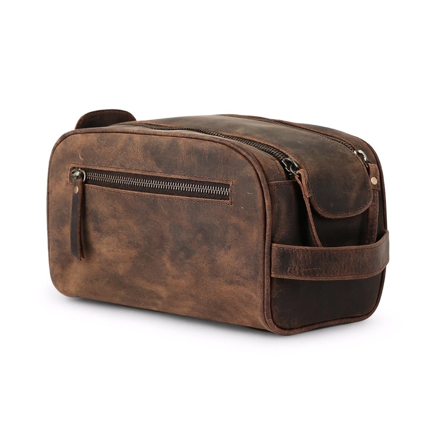 KomalC Travel Toiletry Bag – Premium Leather Dopp Kit for Men & Women with Water-Resistant Lining & Spacious Zippered Organizer