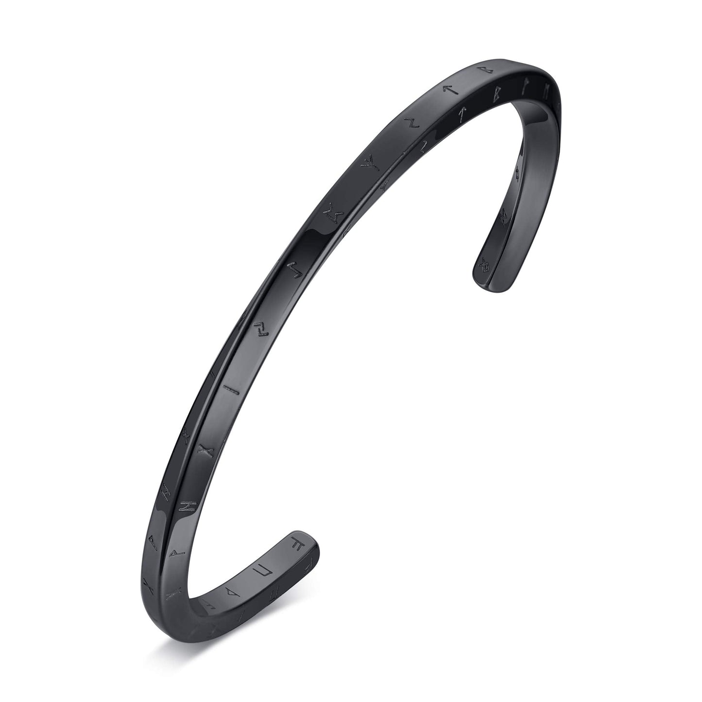 VNOX Mens Cuff Bracelet Norse Viking Nordic 24 Alphabet Runes Bracelet for Men Mobius Twist Cuff Bracelet Pagan Amulet Talisman Bracelet (1.Viking Runes-Black [Large])