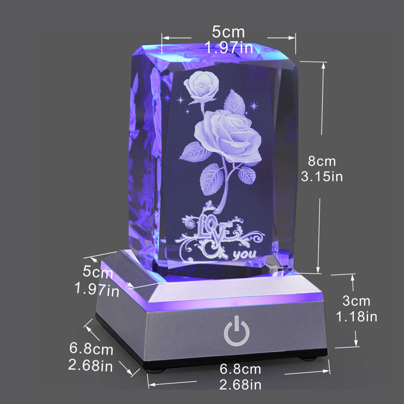 hochance 3D Rose Crystal Nightlight,Perfect Mothers Day Gifts for Wife Her Mom from Daughter Husband Son，Mother's Day Ideas Unique Anniversary Birthday Decolamp Presents