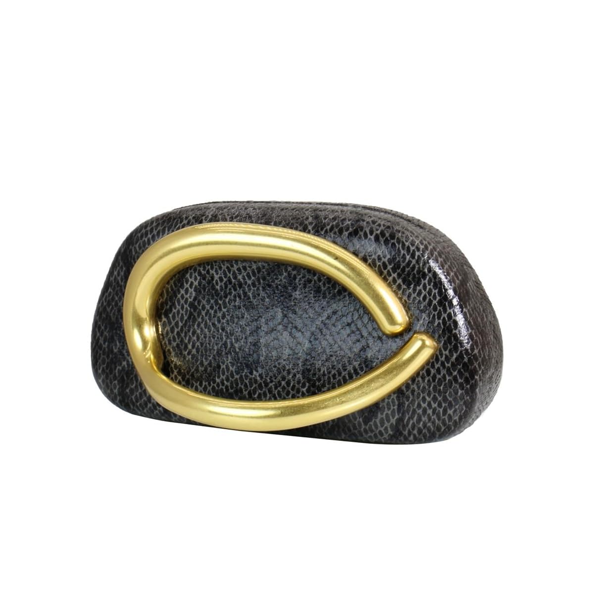 DEBIMY Women Snakeskin PU Leather Clutch Metal Handle Evening Bag Trendy Vegan Leather Handbag Chain Shoulder Purse for Causal, Black
