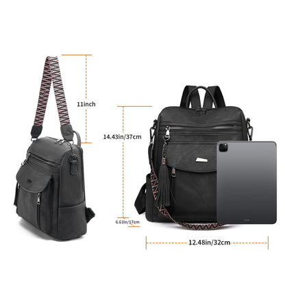 GAEKEAO Backpack Purse for Women Fashion Designer Ladies PU Leather Shoulder Bag Convertible Handbags for Travel Daily Use College Black