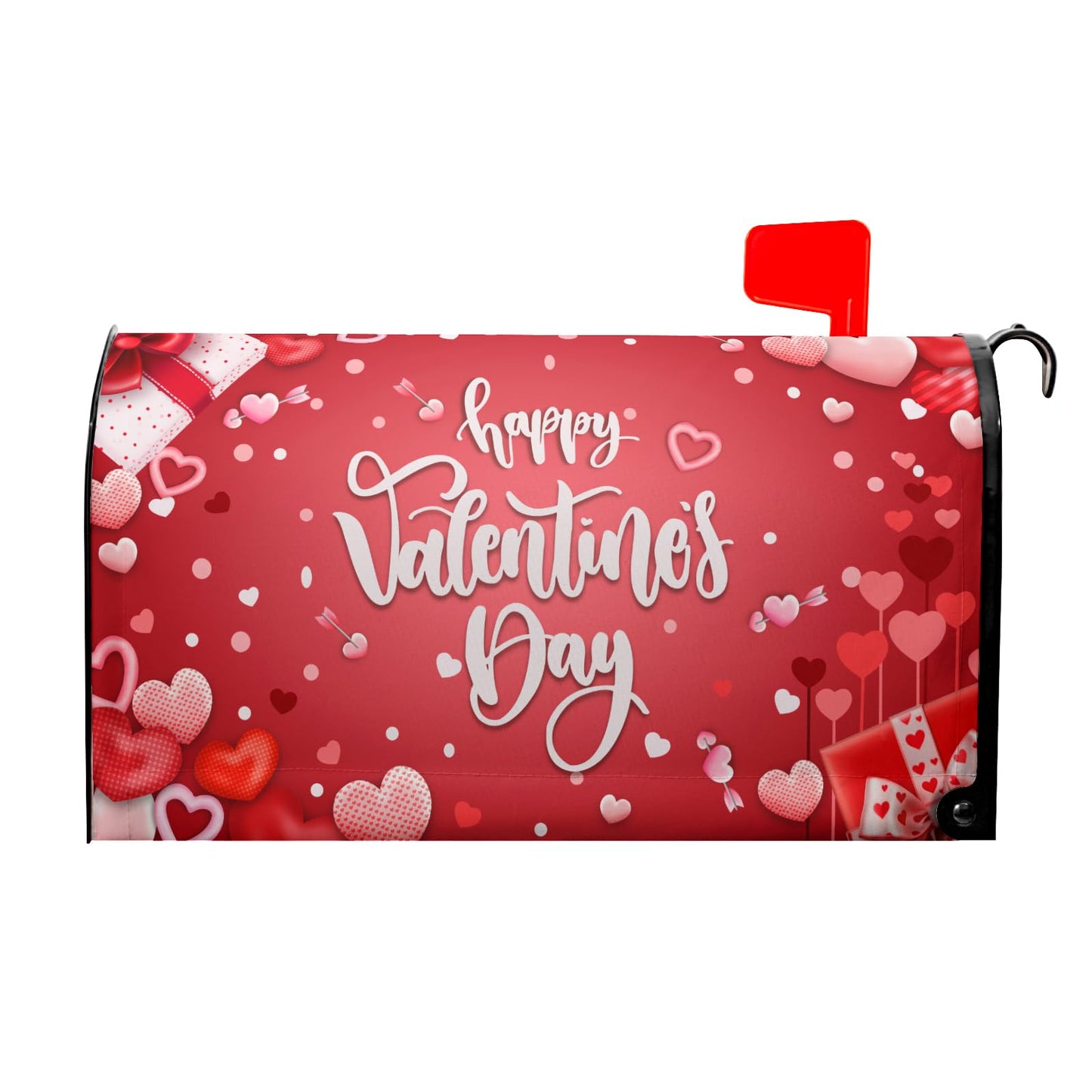 Romantic Valentines Day Mailbox Cover Large Size 25x21in Valentine Decoration Mailbox Covers Magnetic Red Pink Love Hearts Decorative Post Letter Box Wrap Decor for Anniversary Wedding Garden Yard
